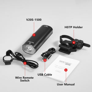 GACIRON V20S-1500 Éclairage de vélo étanche IPX6 avec télécommande filaire, éclairage avant et arrière, visibilité latérale, options de montage multiples - Product Image 6