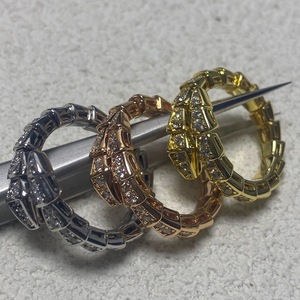 Anillo de diamantes de joyería de diseñadores de marca de lujo de alta versión de moda con anillo de serpiente de amor chapado en oro de primavera para mujer - Product Image 5