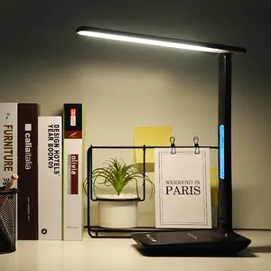 alarm clock smart adjustable light usb reading desk lamp with led display and wireless charger