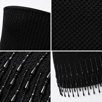 Anjie, fabricant de robes mini en maille diamantée à franges perlées, sans bretelles, sur mesure, avec logo personnalisé, OEM, ODM, marque privée, OEKO TEX, BSCI, pour femmes
