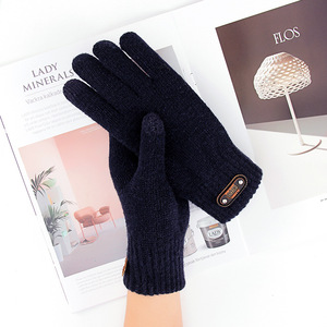 Automne hiver hommes gants tricotés écran tactile haute qualité laine couleur unie gants hommes <span class=keywords><strong>mitaines</strong></span> gants - Product Image 4