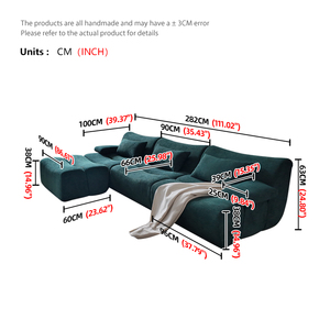 Canapé modulaire surdimensionné à assise profonde, en tissu rembourré de mousse, avec poche latérale pour salon - Product Image 3