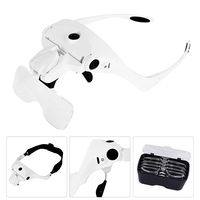 NO.9892B2C Rechargeable Headband Magnifier 2 LED 1X 1.5X 2X 2.5X 3.5X Head Mount Magnifying Glass with Replaceable Acrylic Lens