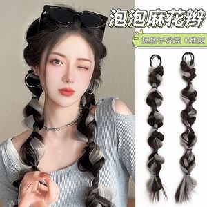 Peluca larga con trenzas de burbujas, cabello trenzado con mecanismo de alambre de alta temperatura para cualquier forma de rostro y cualquier color de piel - Product Image 4