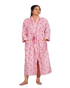 Robe kimono en coton rose de qualité supérieure, taille plus, imprimé floral fait main, vêtements de détente, prix de gros disponible - Product Image 1