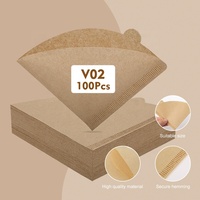Envío Rápido, Papel de Filtro para Café V02, 2 #   Filtro de Café 100 Piezas/Paquete Sin Blanquear Ecológico Libre de PFAS Listo para Enviar