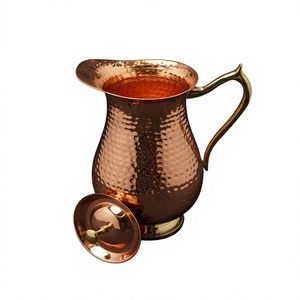 AZ ENTERPRISES Hammered Copper Eco-Friendly Handmade Water Pitcher Lid 1.7L Classic Design Drinking Jug for Party Wedding Use - Product Image 3