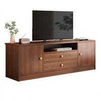 Meuble TV en bois, console multimédia, buffet de rangement au sol avec portes doubles et tiroirs pour salon et entrée