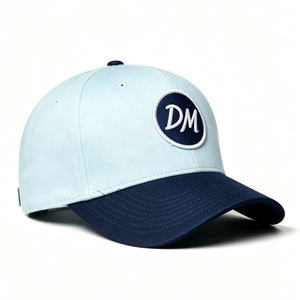 Custom High Performance Light Blue & <b>Navy</b> Golf Cap with Custom Embroidered Patch Adjustable Breathable Sports <b>Hat</b> for Golfers - Product Image 2