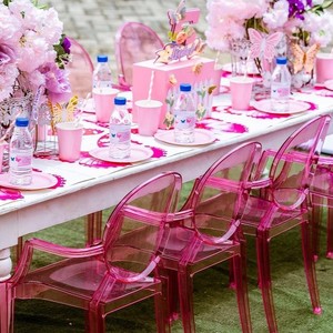 Wholesale <strong>Stacking</strong> Wedding Party <strong>Dining</strong> Transparent Children Plastic Acrylic Clear Pink Kids Ghost <strong>Chair</strong> for Events - Product Image 1
