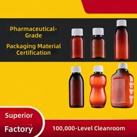 Bouteille de sirop d'ambre en plastique PET, anti-lumière, anti-fuite, avec bouchon à vis, sérigraphiée sur mesure, pour enzymes, hydrolats, liquides médicinaux