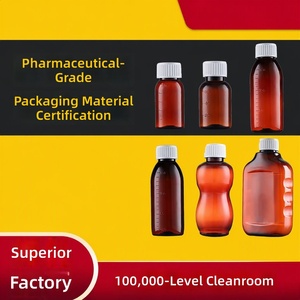 Bottiglia in PET per Sciroppo d'Ambra, Antiluce, Antiperdita, con Tappo a Vite, Serigrafata su Misura per Enzimi, Idrolati, <span class=keywords><strong>Liquidi</strong></span> Medicinali - Product Image 3