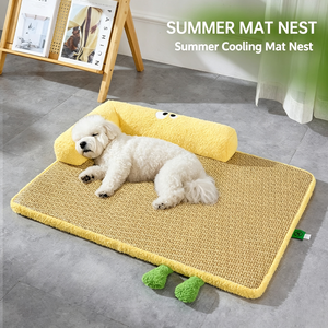 Dog <b>Nest</b> Summer Cooling <b>Nest</b> Cooling Cane Knitting Dog Mat Cat <b>Nest</b> Thickening Sponge Pet Cooling Mat Removable Washable Cross-b - Product Image 6