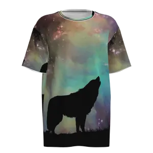 高品质的运动夏季t恤男士短袖t恤上衣有趣的动物男装，休闲狼 3D印花t恤