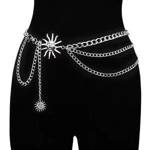 Chaîne de taille multicouche en métal pour femme avec décorations soleil et visage souriant, chaîne de corps tendance en alliage de zinc pour usage quotidien - Product Image 4