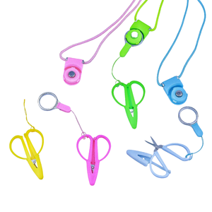 Mini ciseaux de sécurité pour enfants avec poignée en silicone, lame en acier inoxydable avec capuchon, pour l'école, l'artisanat, le bricolage, ciseaux portables pour enfants - Product Image 1