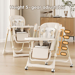 <span class=keywords><strong>Chaise</strong></span> <span class=keywords><strong>haute</strong></span> pliable pour bébé avec roues, 8 hauteurs réglables et dossier à 6 positions avec <span class=keywords><strong>harnais</strong></span> à 5 points et double plateau amovible - Product Image 5