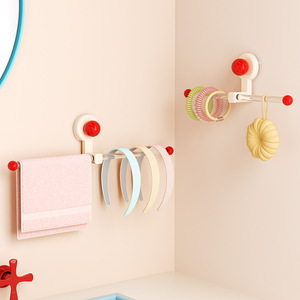 Hairband Storage Rack With Suction Cup Wall Mounted Organizer For Bathroom Towel Bar Plastic Modern Design - Product Image 2