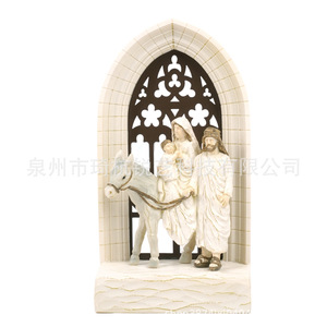 รูปปั้นฉากการประสูติพระเยซูทำจากเรซิ่น ของตกแต่งบ้าน รูปแกะสลักทางศาสนา สำหรับตกแต่งห้องนั่งเล่นและห้องนอน - Product Image 5