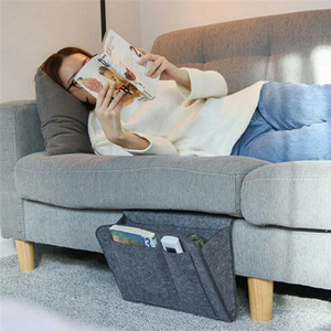 Sac de rangement suspendu pour chevet – en feutre, multi-poches – pour téléphone, tablette, livres, magazines, télécommande, mouchoirs, lingettes pour bébé – à suspendre - Product Image 5