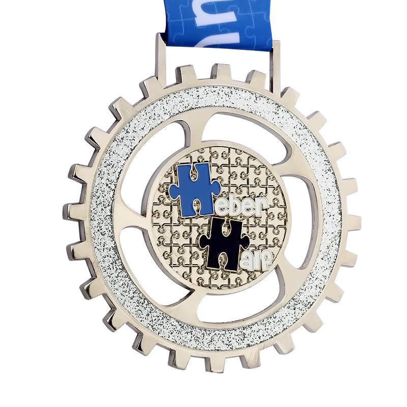 Exquisite Design Silver Puzzle Gear Medal Classic High Quality Zinc Alloy Metal Cheap Price Electroplated Award Medals