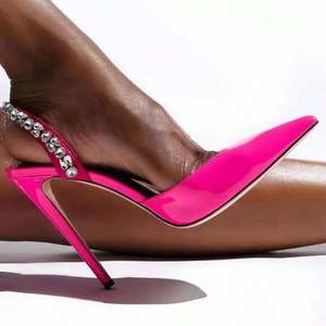 Scarpe da Donna Estive con Tacco Sottile, Slingback con Cinturino in Strass, Punta a Spillo per Matrimoni - Product Image 4