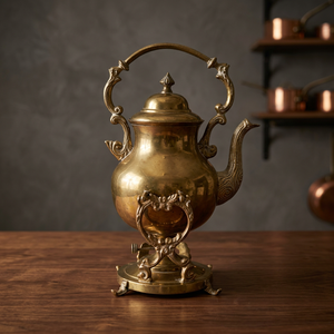 Vintage Brass Tea Kettle With <b>Lid</b> Metal Handle Water <b>Pot</b> Kettles Decorative Kitchenware - Product Image 2