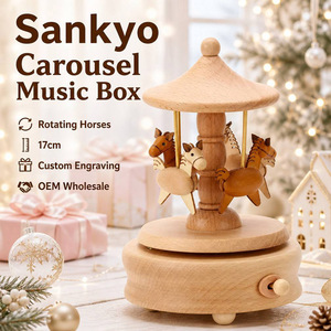 Caja Musical de Madera Hecha a Mano con Diseño de Balancín de Animales, Movimiento Yunsheng Sankyo, 18 Notas, Grabado de Logotipo Personalizado, Decoración Moderna para el Hogar, Juguete al por Mayor - Product Image 1