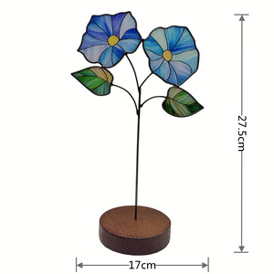 Attrape-lumière <span class=keywords><strong>en</strong></span> verre teinté pour la Fête des Mères, motif floral d'anniversaire, style américain, thème végétal, décoration de bureau <span class=keywords><strong>à</strong></span> domicile, cadeau - Product Image 5
