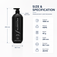 Bouteille Pompe en Plastique HDPE Vide 1000ml, Écologique, Rechargeable, Noir Mat, pour Gel Douche, Shampoing, Soin Corporel, Salle de Bain Familiale