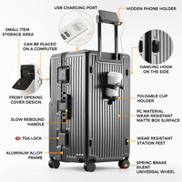Valise de voyage en aluminium PC épaissi durable de 30 pouces, grande capacité, antivol, roulettes pivotantes, ouverture frontale