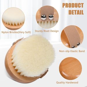 Brosse corporelle ovale moderne pour brossage à sec avec poils en nylon doux, exfoliant antidérapant en bois pour le nettoyage du corps - Product Image 3
