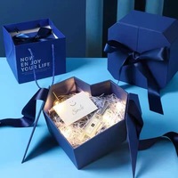 Boîtes à fleurs en forme de coeur en carton rose noir rouge bleu boîte de papier d'emballage cadeau de mariage saint valentin avec ruban