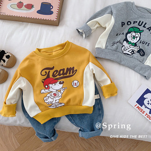 Felpa con cappuccio color patchwork per bambini 0-6 anni autunno inverno abbigliamento per bambini ragazzi pullover per cartoni animati felpa casual per bambini - Product Image 3