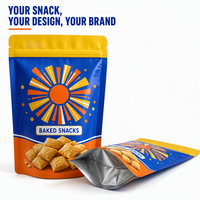 Op maat bedrukte, hersluitbare staande pouch voor gebakken snacks met zilveren barrière binnenlaag voor crackers, retail voedselverpakkingen