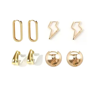 2024 Wholesale New Trends Hot Style Ladies Women Golden Earrings Fashion Explosive Models Earrings
