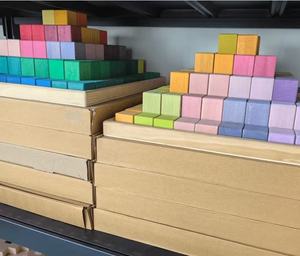 Bloques de construcción grandes de madera para niños, 100 piezas, bloques de apilamiento de pirámide de arcoíris de tilo, juego creativo - Product Image 6