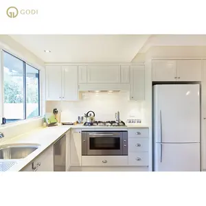 GODI Furniture Luxury White Pvc Custom Design Rta Shaker Modular Modern Kitchen Cabinet Set