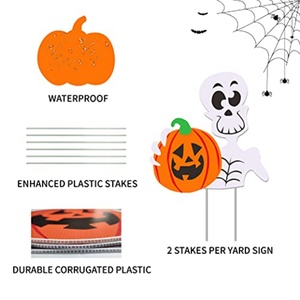 Decoraciones de Halloween para Jardín, Letrero Decorativo con Esqueleto, Gato Negro y Calabazas, Material PP, Adornos para Fiestas Familiares - Product Image 5