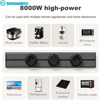 SINOAMIGO 32A 8000w 50 75 100 cm Rel Listrik Dinding yang Dapat Dipindahkan dan Disesuaikan untuk Dapur