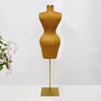 BBL Curvy Femme Demi-Corps Robe Forme Mannequin Velours Givré Grandes Hanches Buste Support Doré