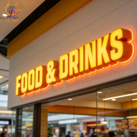 Letrero 3D de Acero Inoxidable para Carrito de Comida de Mercado Interior, Logotipo Personalizado para Restaurante, Letrero Acrílico con LED, Letrero con Letras de Canal Retroiluminadas
