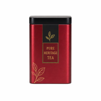 Boîte à thé rectangulaire rouge personnalisée, boîte à thé en métal hermétique, 72x58x126mm, conteneur en étain de qualité alimentaire pour le stockage du thé en feuilles