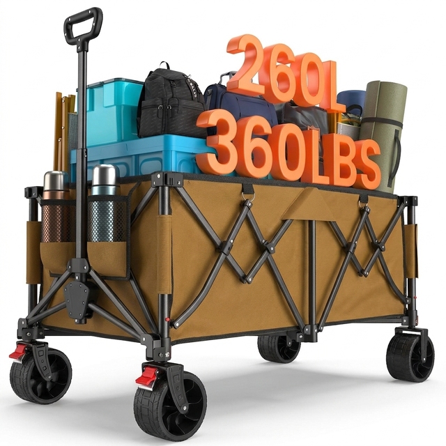 Wholesale All-Terrain Heavy Duty Folding Camping Cart Collapsible Camping Wagon for Outdoor Picnic