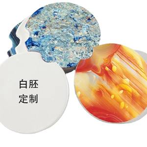 Sous-verre en céramique de luxe rond de 6,5 cm, absorbant et isolant thermiquement, pour thé et café, design en dolomite blanche - Product Image 2