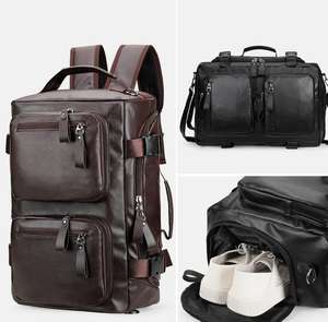 Sac à dos de voyage en cuir PU personnalisé avec logo, style décontracté et professionnel, avec compartiment à chaussures, sac à main de voyage, sac bandoulière - Product Image 5