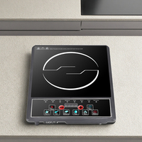 Cuisinière à induction portable électrique, plaque en céramique, commande par bouton, 8 fonctions, étanche, 2200W, utilisation domestique, camping-car, hôtel