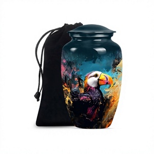 Urna para adultos de cremación de pájaros frailecillos de aluminio grande superventas para cenizas humanas, urna funeraria decorativa de tamaño completo con bolsa gratis - Product Image 1
