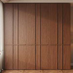 XHA Customizable Solid Wood Modern <b>Wardrobe</b> Floor-to-Ceiling Slab Doors for Bedroom Living Room Four-Door <b>Large</b> Cabinet - Product Image 4