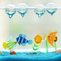 Ornement de poisson en verre coloré fait main, décoration d'aquarium, poisson rouge mignon de dessin animé, poisson queue de hirondelle, artisanat d'été